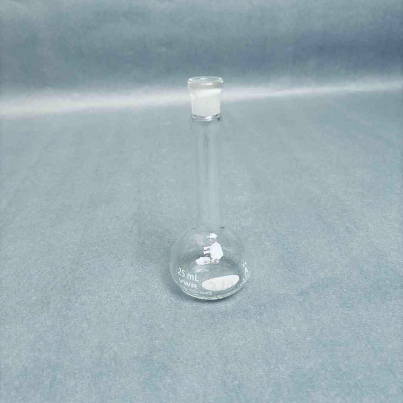 Assorted PYREX VWR KIMAX Volumetric Flask Class A 25 ml with Stopper No. 9 - Total of 8 Flasks Glassware PYREX