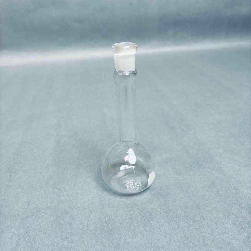 Assorted PYREX VWR KIMAX Volumetric Flask Class A 25 ml with Stopper No. 9 - Total of 8 Flasks Glassware PYREX
