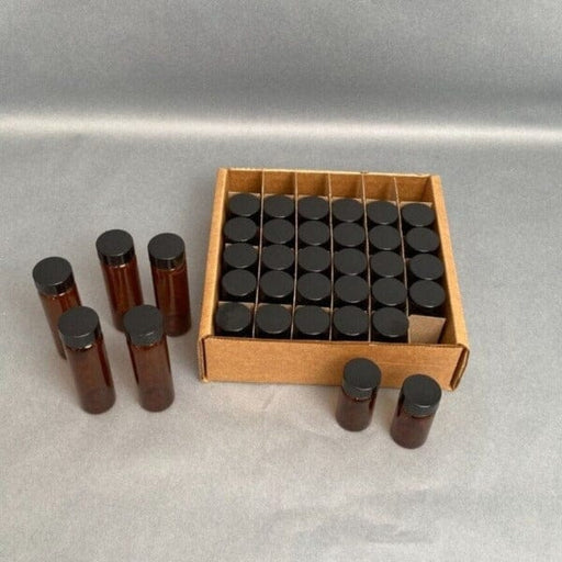 Assorted Vials Amber Glass with Black Lid 20 ml and 40 ml Total of 36 Vials Lab Consumables::Tubes, Vials, and Flasks Wheaton