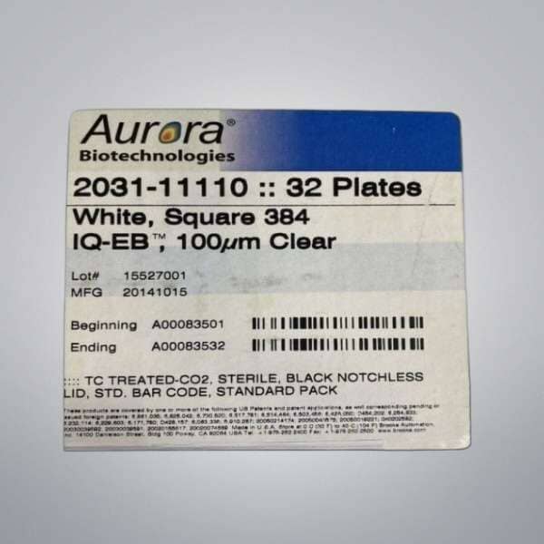 Aurora Microplate with Lid 384 Well IQ-EB Black 24 Plates Lab Consumables::Storage and Culture Plates Aurora