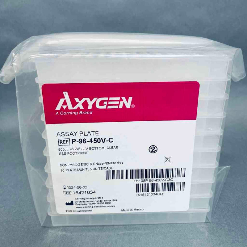 Axygen Assay Microplate 96 Well V Bottom Clear 500 ul Case of 50 Plates Microplates Axygen