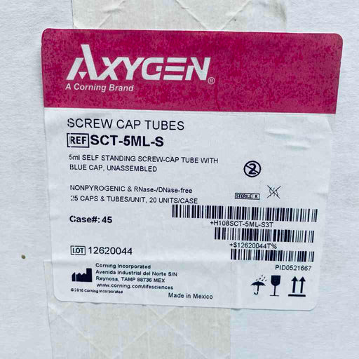 Axygen Tube 5 ml Self Standing with Screw Cap Polypropylene Sealed 11 Packs of 25 Tubes Lab Consumables::Tubes, Vials, and Flasks Axygen