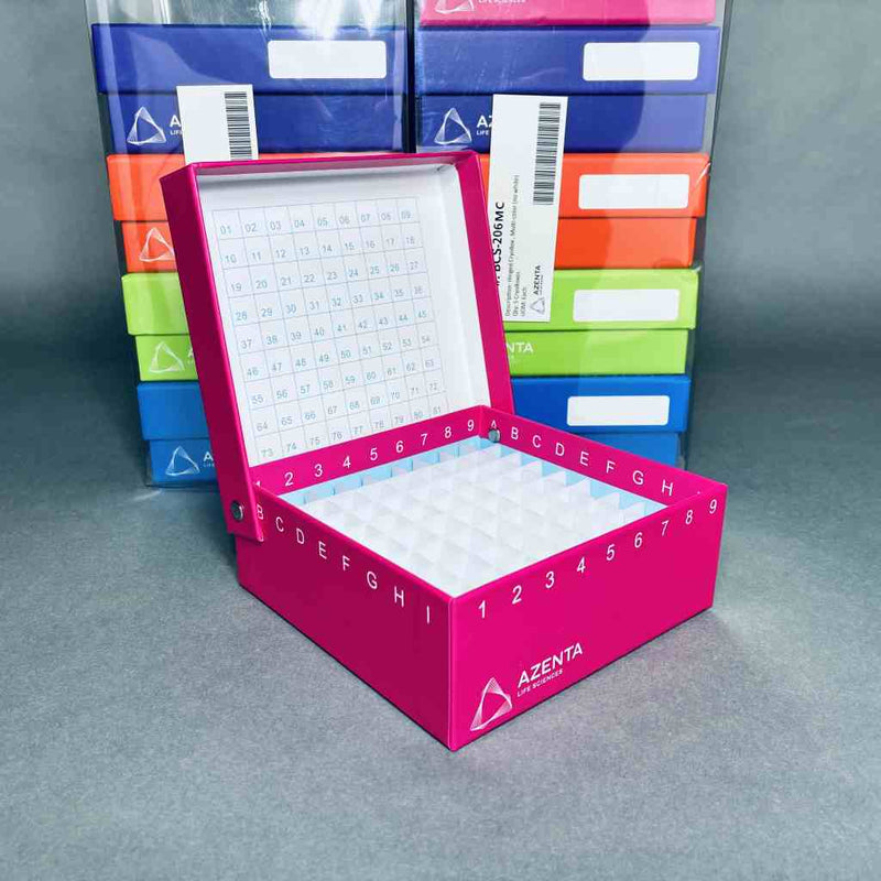 Azenta TruCool Hinged Lid CryoBox 81-Place Multi Colored Pack of 10 Boxes Other Medical & Lab Equipment Azenta
