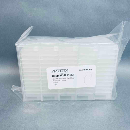 Azzota Deep Well Microplate V-Bottom 96 Well 2 ml Sterile Total of 25 Plates Microplates Azzota