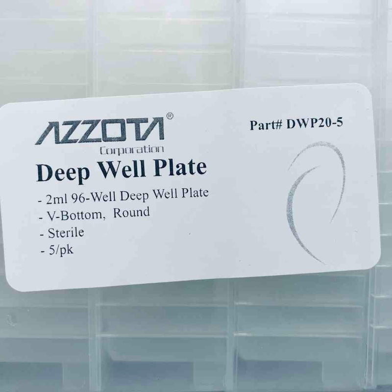 Azzota Deep Well Microplate V-Bottom 96 Well 2 ml Sterile Total of 25 Plates Microplates Azzota