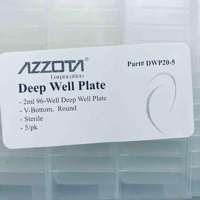 Azzota Deep Well Microplate V-Bottom 96 Well 2 ml Sterile Total of 25 Plates Microplates Azzota