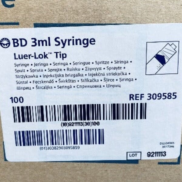 BD Syringe 3 ml Luer Lock Tip 1 box of 100 Syringes Other Falcon