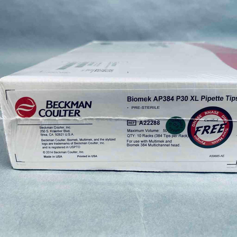 Beckman Coulter Pipette Tips AP384 P30XL 50ul Sealed Case of 3840 Tips Pipets & Pipette Tips Beckman Coulter