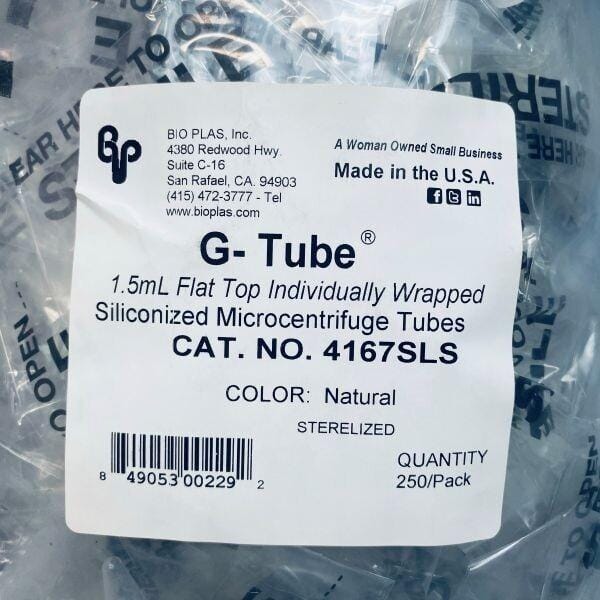 BIO PLAS G-Tube Individually Wrapped Sterile Centrifuge Tubes 1.5 mL Pack of 250 Tubes Centrifuge Tubes Bio Plas