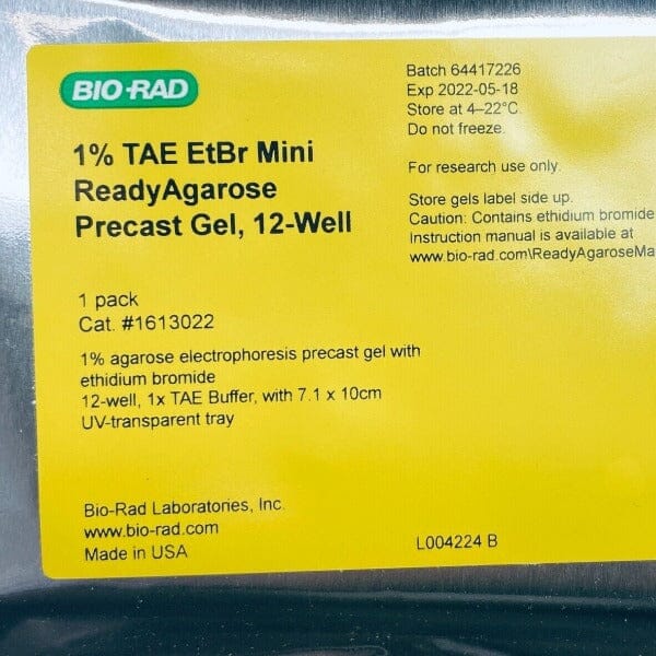 Bio-Rad TAE Mini Gel 1% Precast ReadyAgarose 12 Well Total of 2 Gels Other Bio-Rad