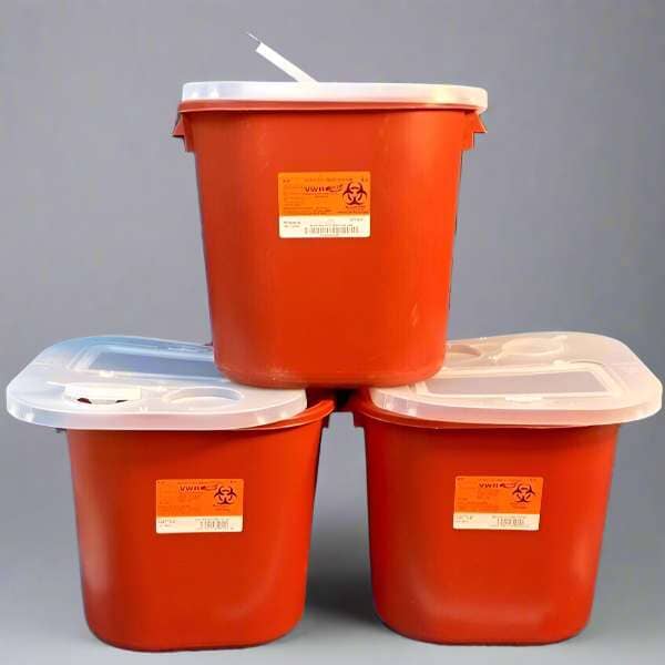 Biohazard Sharps Container 8 Gallon with Funneled Vertical Drop Lid Lot of 3 Sharps Containers Unbranded