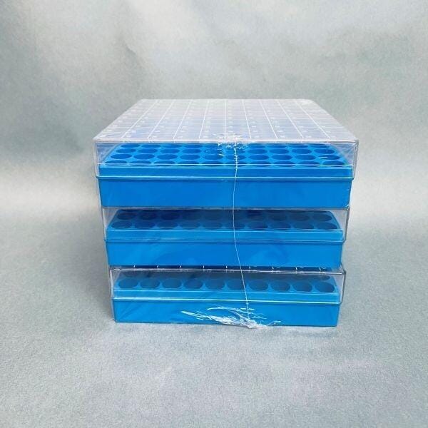 Biologix CryoKING Cryogenic Storage Boxes Blue 100 Well Case of 12 Boxes Tube Racks Biologix