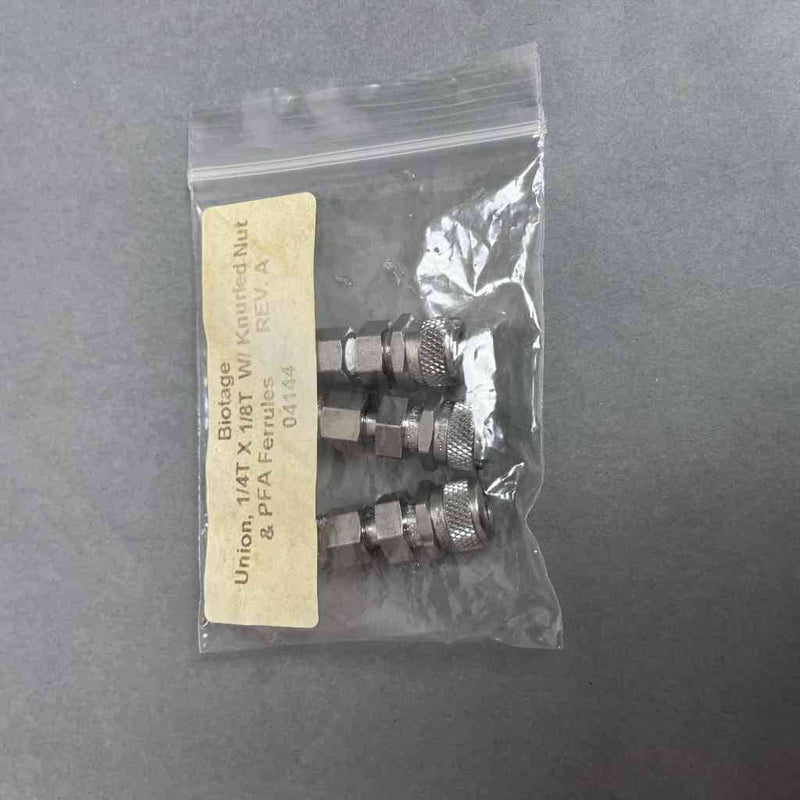 Biotage 04144 Union 1/4 x 1/8 with Knurled Nut and PFA Ferrules Pack of 3 Unions Lab Equipment: Other Lab Equipment Biotage