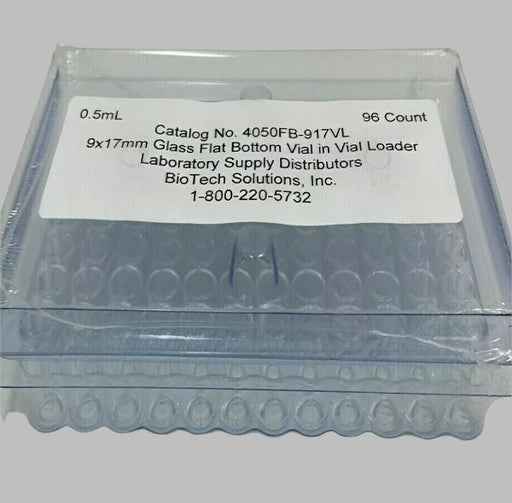 Biotech Solutions 4050FB917VL Vials 0.5 ml Glass Flat Bottom 3 Packs of 96 Each Lab Consumables::Tubes, Vials, and Flasks Biotech Solutions