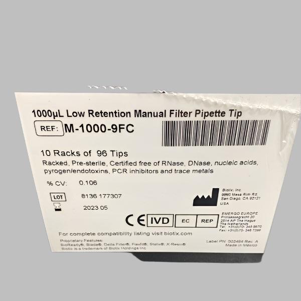 Biotix Pipette Tips 1000 ul Filtered 20 Racks Pipettes & Pipette Tips Biotix