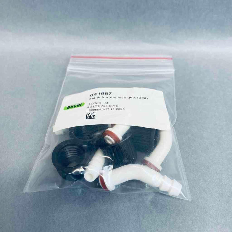 Buchi Bent Hose Barb Set GL14 Silicone Seal Lot of 6 Hose Barbs Other BUCHI