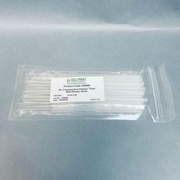 CELLTREAT Pasteur Pipet 9 in. Polypropylene Sterile Case of 500 Pipets Pipettes & Pipette Tips Celltreat