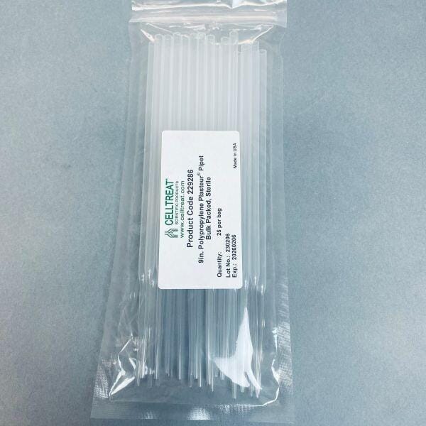 CELLTREAT Pasteur Pipet 9 in. Polypropylene Sterile Case of 500 Pipets Pipettes & Pipette Tips Celltreat