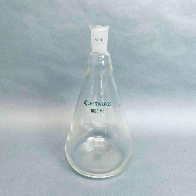 Chemglass 1 L HEAVY WALL Erlenmeyer Flask 24/40 Outer Joint with Stopper Lab Flasks Chemglass