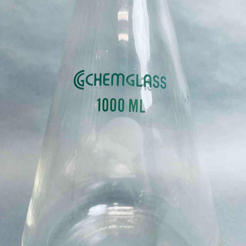 Chemglass 1 L HEAVY WALL Erlenmeyer Flask 24/40 Outer Joint with Stopper Lab Flasks Chemglass