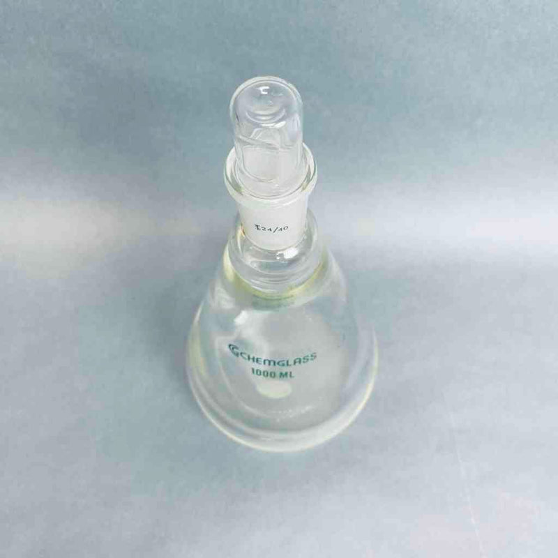 Chemglass 1 L HEAVY WALL Erlenmeyer Flask 24/40 Outer Joint with Stopper Lab Flasks Chemglass