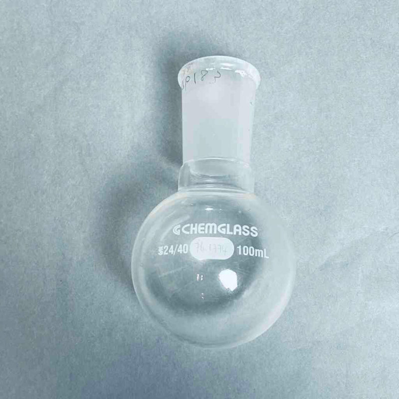 Chemglass 100 ml Round Bottom Flask 24/40 Outer Joint - Lot of 5 Flasks Jointed Glassware Chemglass