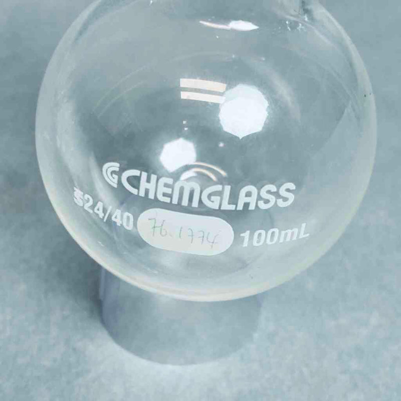 Chemglass 100 ml Round Bottom Flask 24/40 Outer Joint - Lot of 5 Flasks Jointed Glassware Chemglass