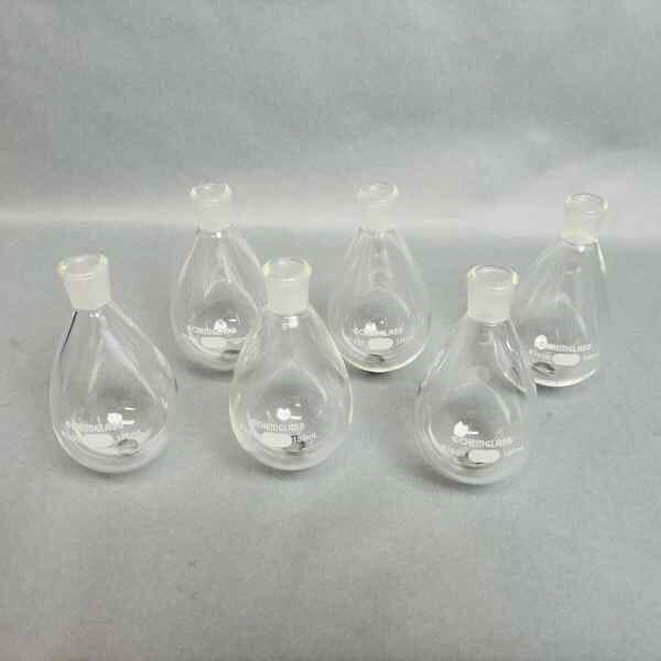 Chemglass 100 ml Single Neck Evaporating Flask 14/20 Outer Joint Set of 6 Glassware Chemglass