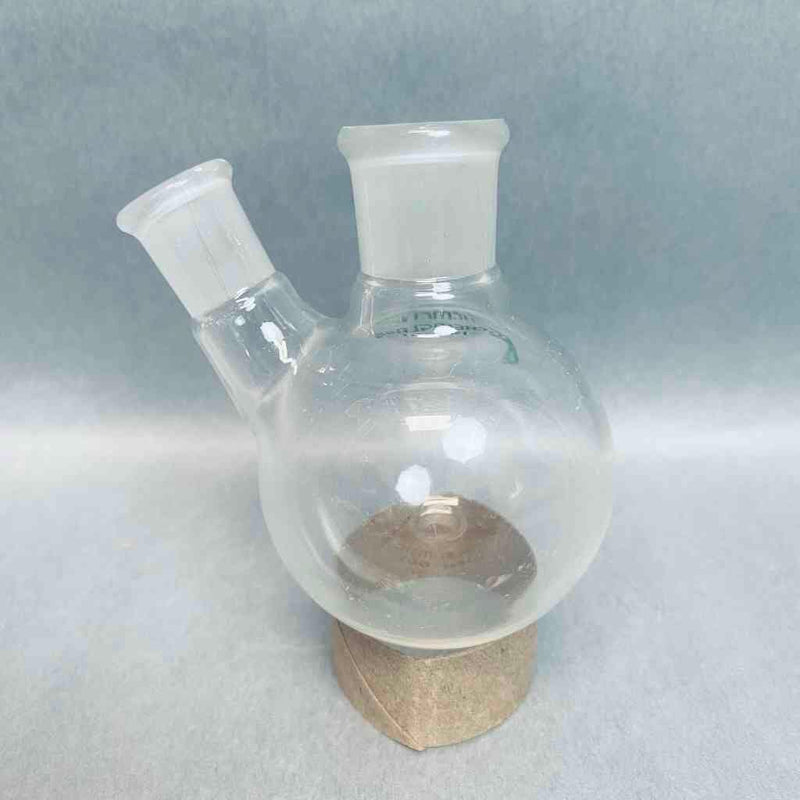Chemglass 2 Neck Heavy Wall Round Bottom Flask 19/22 CN 14/20 SN 100 ml Angled Jointed Glassware Chemglass