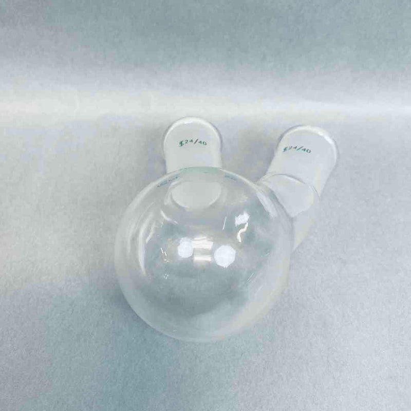 Chemglass 2 Neck Heavy Wall Round Bottom Flask 24/40 Joints 100 ml Angled Jointed Glassware Chemglass