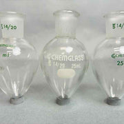 Chemglass 25 ml Pear Shaped Flask Heavy Wall 14/20 Outer Joint Set of 6 Glassware Chemglass