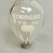 Chemglass 25 ml Pear Shaped Flask Heavy Wall 14/20 Outer Joint Set of 6 Glassware Chemglass
