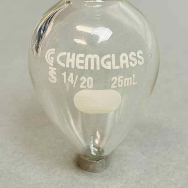 Chemglass 25 ml Pear Shaped Flask Heavy Wall 14/20 Outer Joint Set of 6 Glassware Chemglass