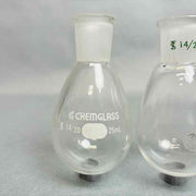 Chemglass 25 ml Single Neck Evaporating Flask 14/20 Outer Joint Set of 6 Glassware Chemglass