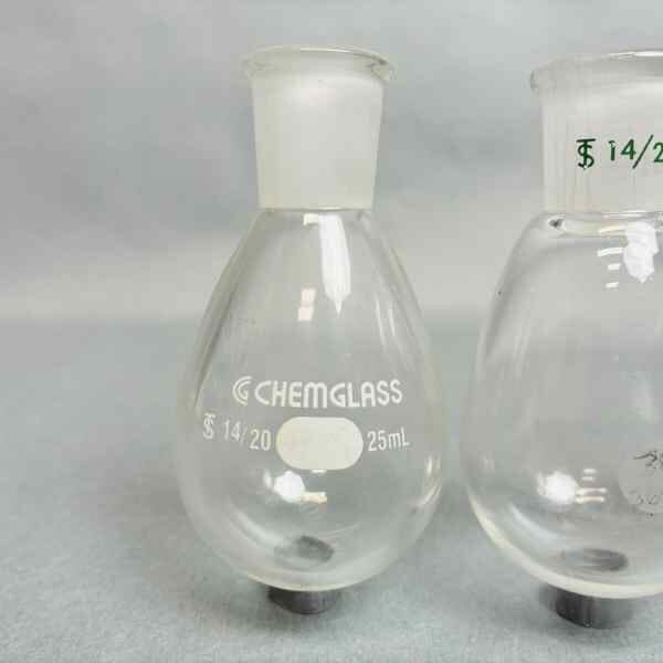Chemglass 25 ml Single Neck Evaporating Flask 14/20 Outer Joint Set of 6 Glassware Chemglass