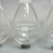 Chemglass 25 ml Single Neck Evaporating Flask 14/20 Outer Joint Set of 6 Glassware Chemglass