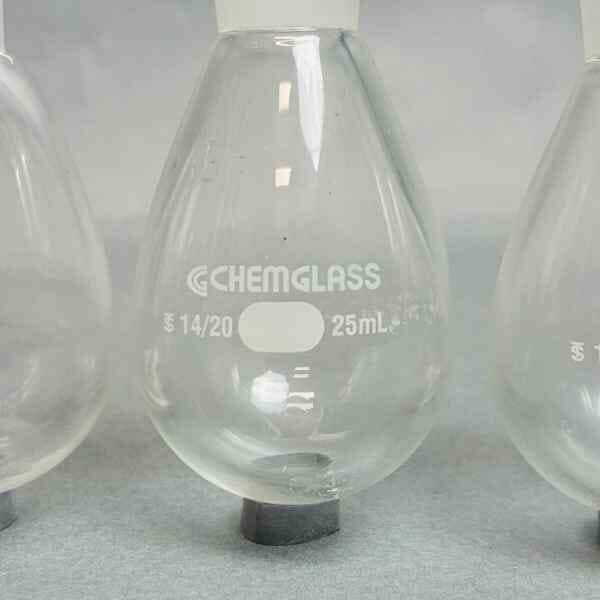Chemglass 25 ml Single Neck Evaporating Flask 14/20 Outer Joint Set of 6 Glassware Chemglass