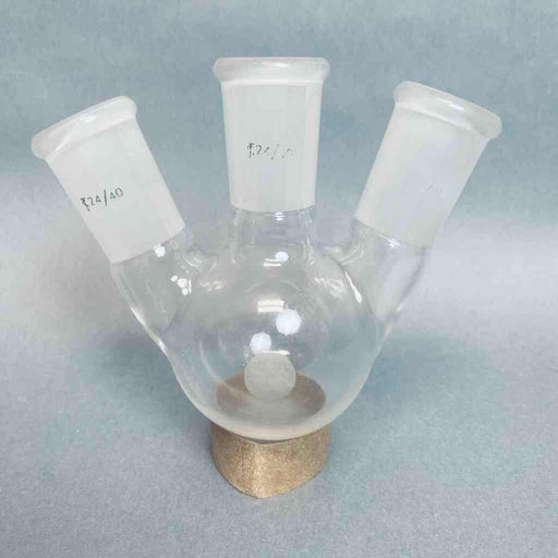 Chemglass 3-Neck Round Bottom Flask 125 ml 24/40 Joints Angled Jointed Glassware Chemglass