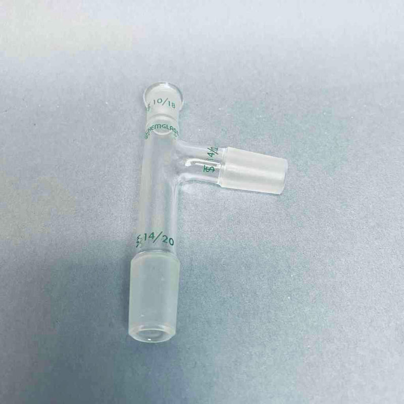 Chemglass 3 Way Adapter 14/20 Inner Joints 10/18 Thermometer Joint Jointed Glassware Chemglass