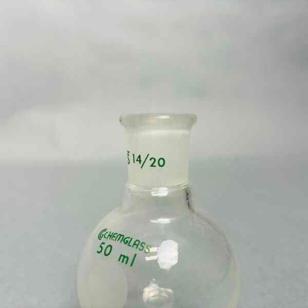 Chemglass 50 ml Round Bottom Flask 14/20 Outer Joint Set of 8 Glassware Chemglass