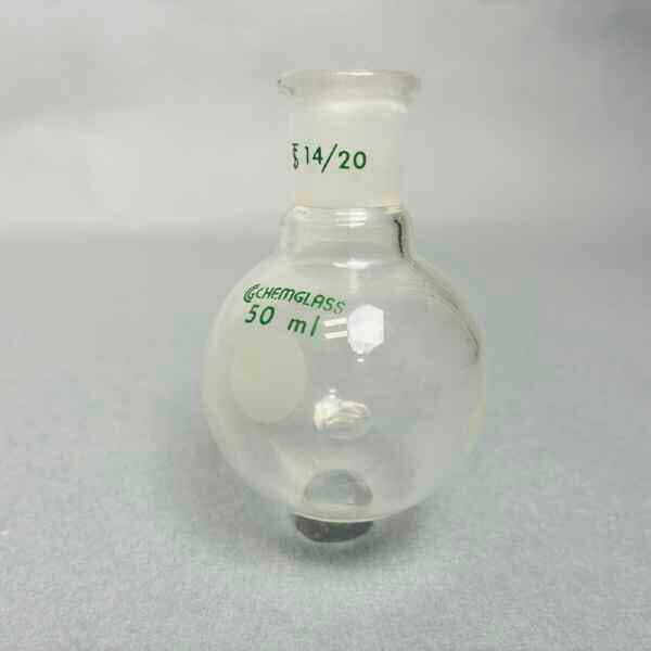 Chemglass 50 ml Round Bottom Flask 14/20 Outer Joint Set of 8 Glassware Chemglass