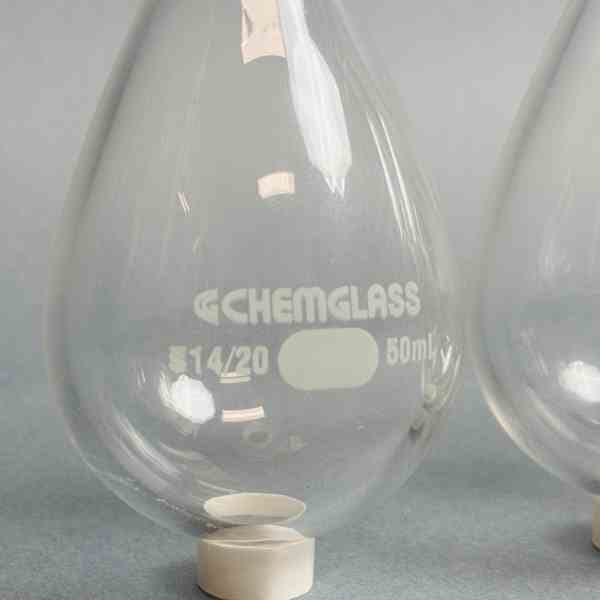 Chemglass 50 ml Single Neck Evaporating Flask 14/20 Outer Joint Set of 6 Glassware Chemglass