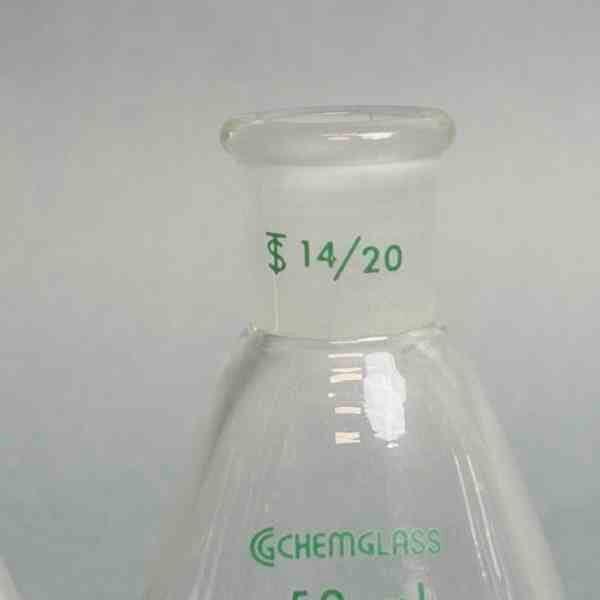 Chemglass 50 ml Single Neck Evaporating Flask 14/20 Outer Joint Set of 6 Glassware Chemglass