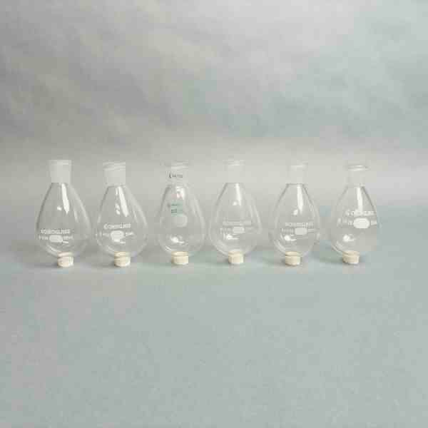Chemglass 50 ml Single Neck Evaporating Flask 14/20 Outer Joint Set of 6 Glassware Chemglass