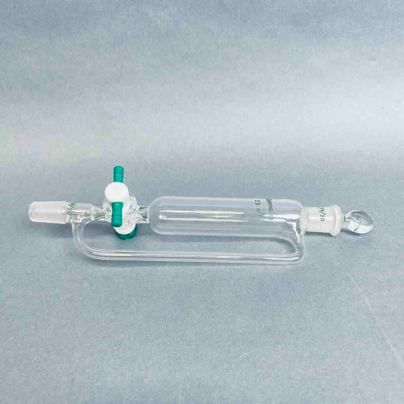 Chemglass Addition Funnel 25 ml 14/20 Joint PTFE Stopcock with 14/20 Stopper Jointed Glassware Chemglass