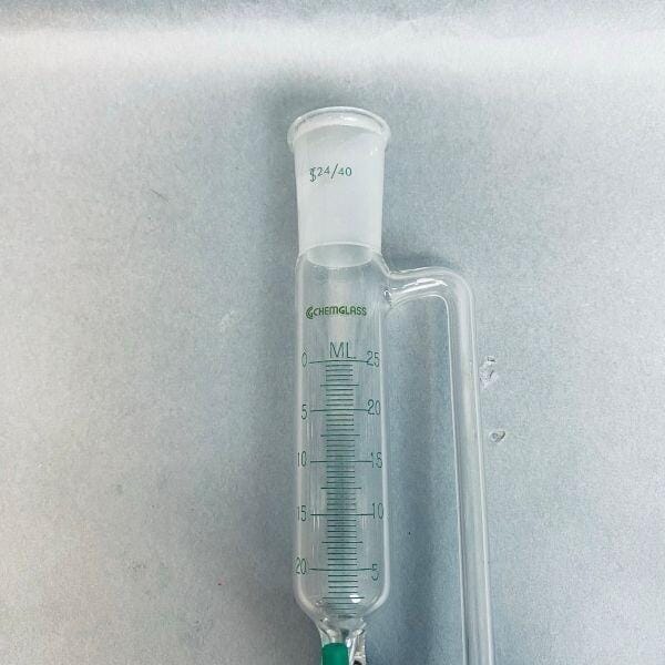 Chemglass Addition Funnel 25 ml Graduated 24/40 Joint with PTFE Stopcock Jointed Glassware Chemglass
