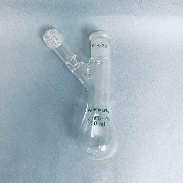 Chemglass Airfree Schlenk Reaction Flask 10 ml 14/20 Outer Joint Lot of 3 Flasks Jointed Glassware Chemglass