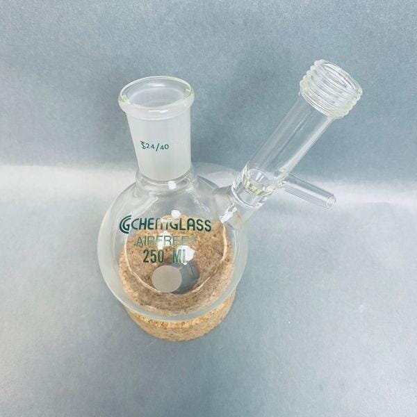Chemglass Airfree Schlenk Reaction Flask 250 ml 24/40 Outer Jointed Glassware Chemglass