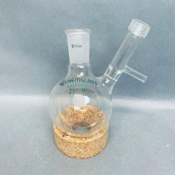 Chemglass Airfree Schlenk Reaction Flask 250 ml 24/40 Outer Jointed Glassware Chemglass