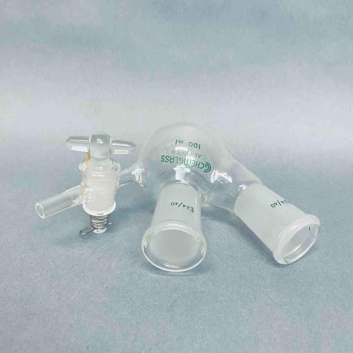 Chemglass Airfree Schlenk Round Bottom Flask 100 ml 2 Neck with 24/40 Joints Jointed Glassware Chemglass